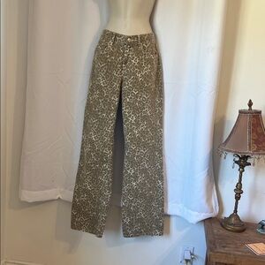 Zara Wide Leg Leopard Print Pants - Olive/Tan